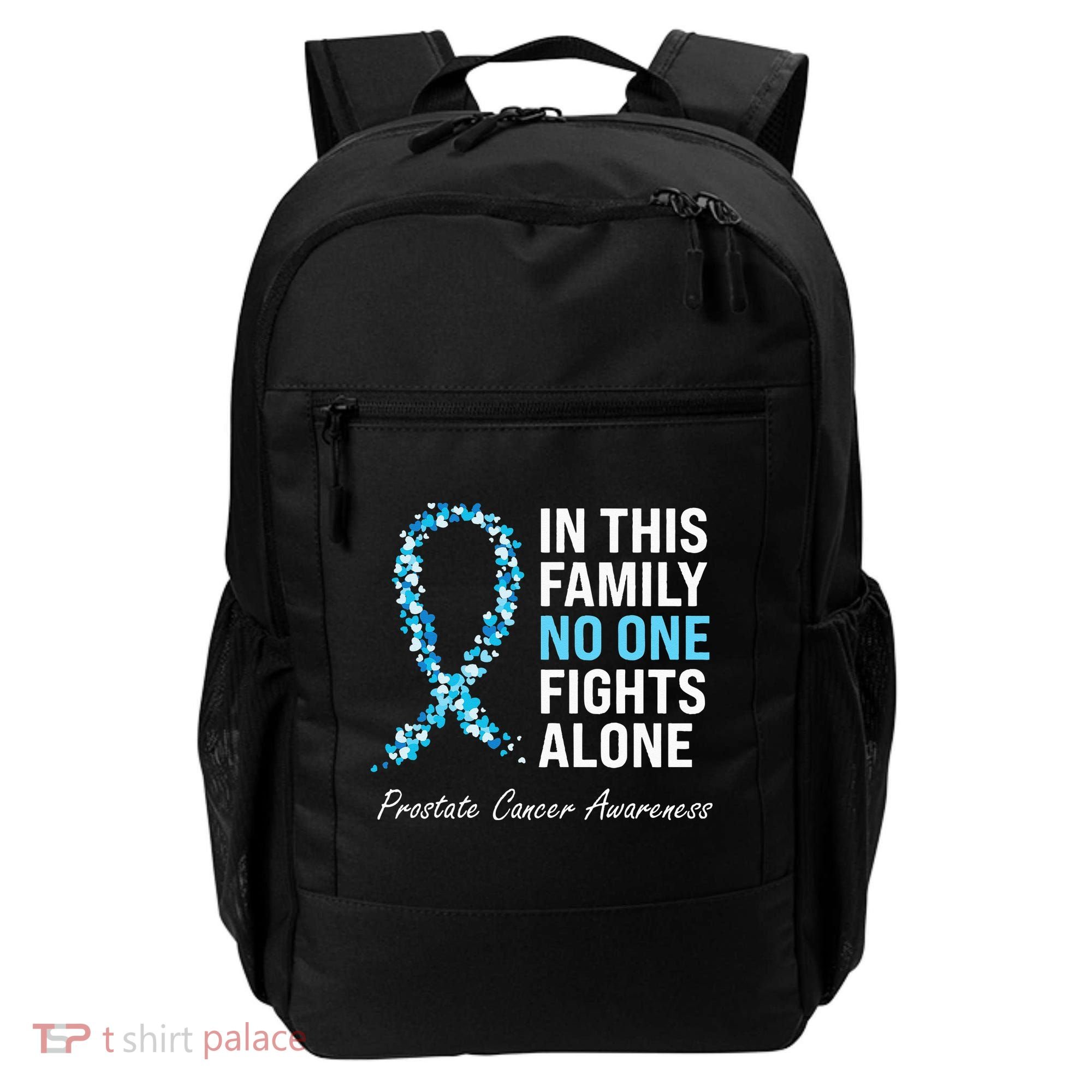 Family Prostate Cancer Awareness Light Blue Ribbon Survivor Backpack