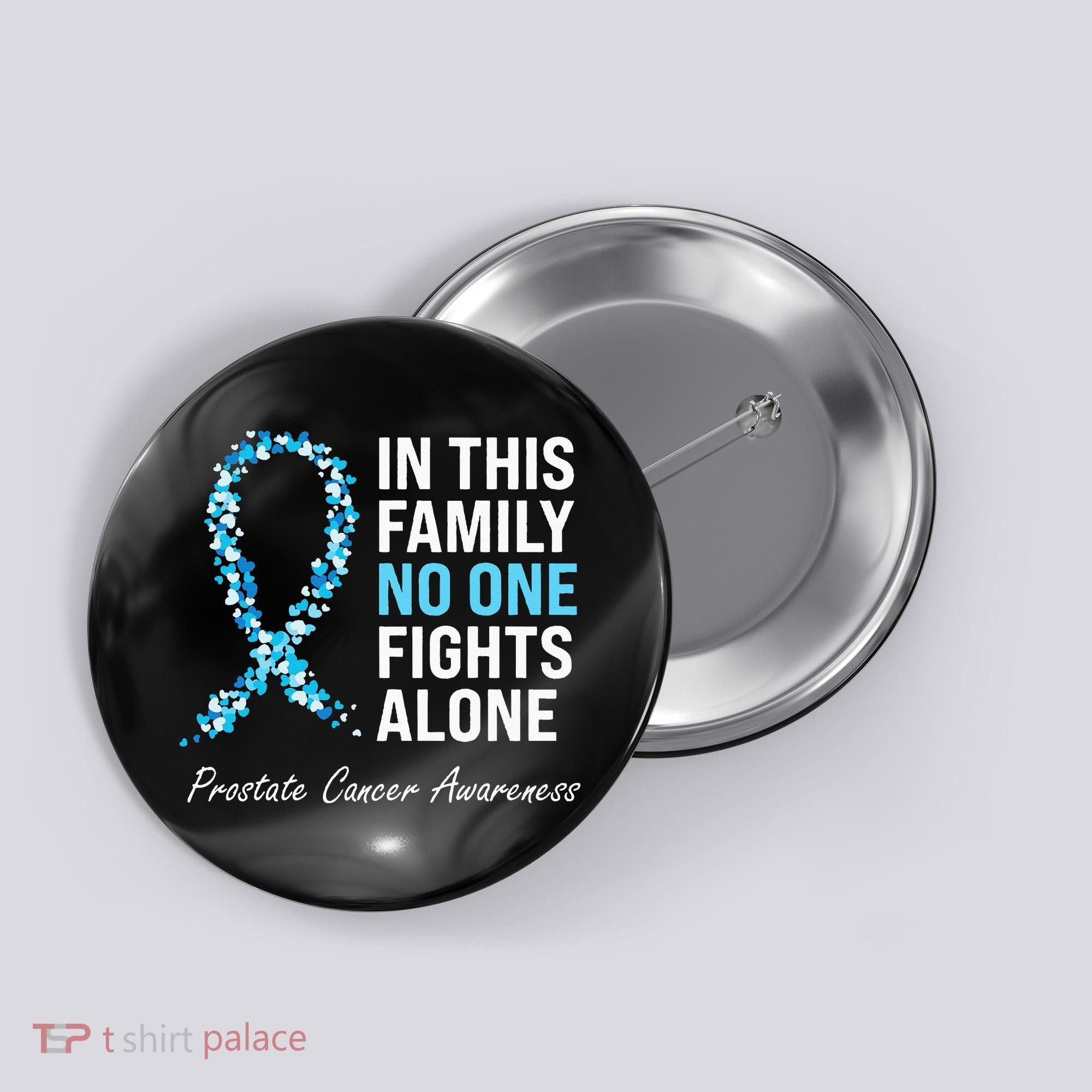 Family Prostate Cancer Awareness Light Blue Ribbon Survivor Button