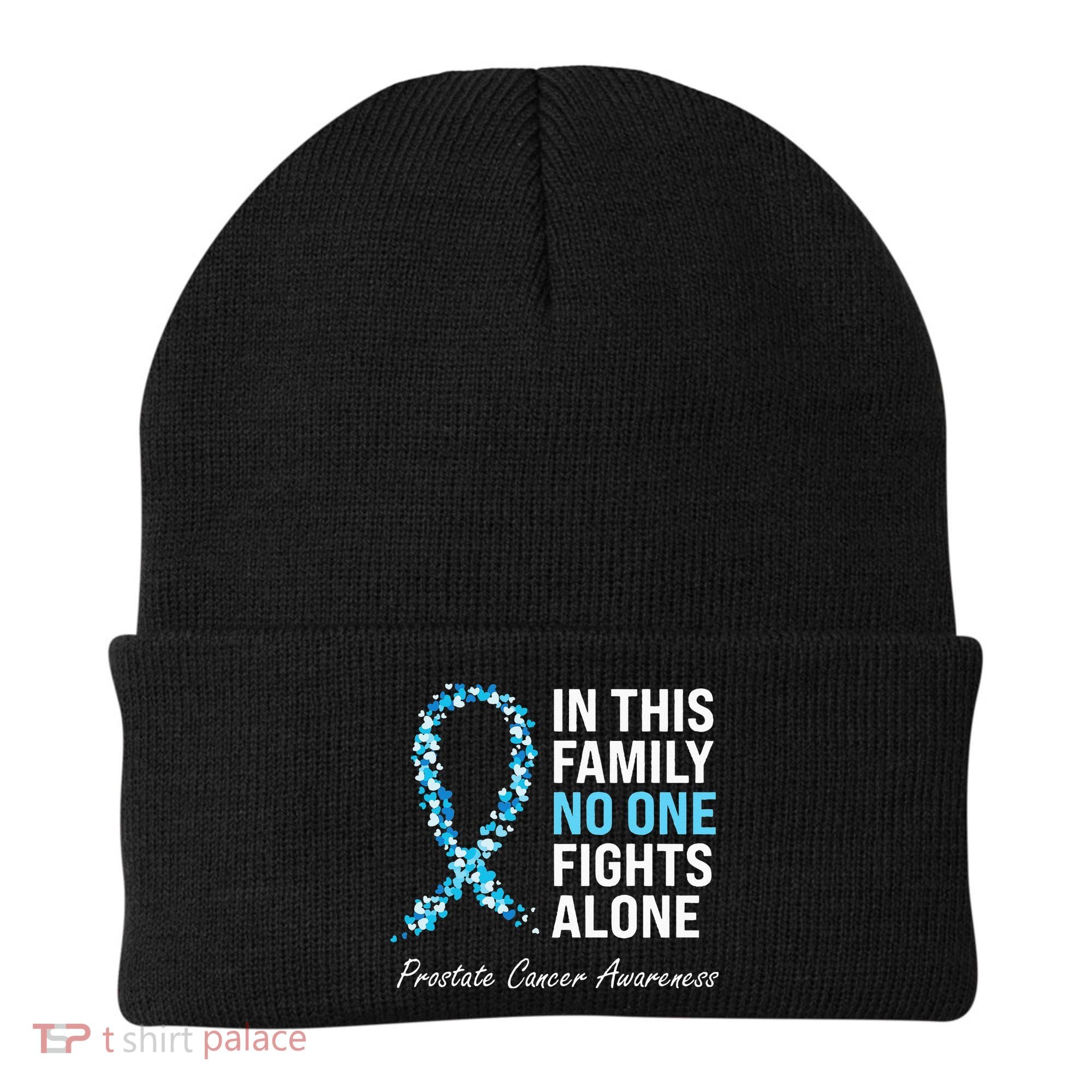 Family Prostate Cancer Awareness Light Blue Ribbon Survivor Beanie