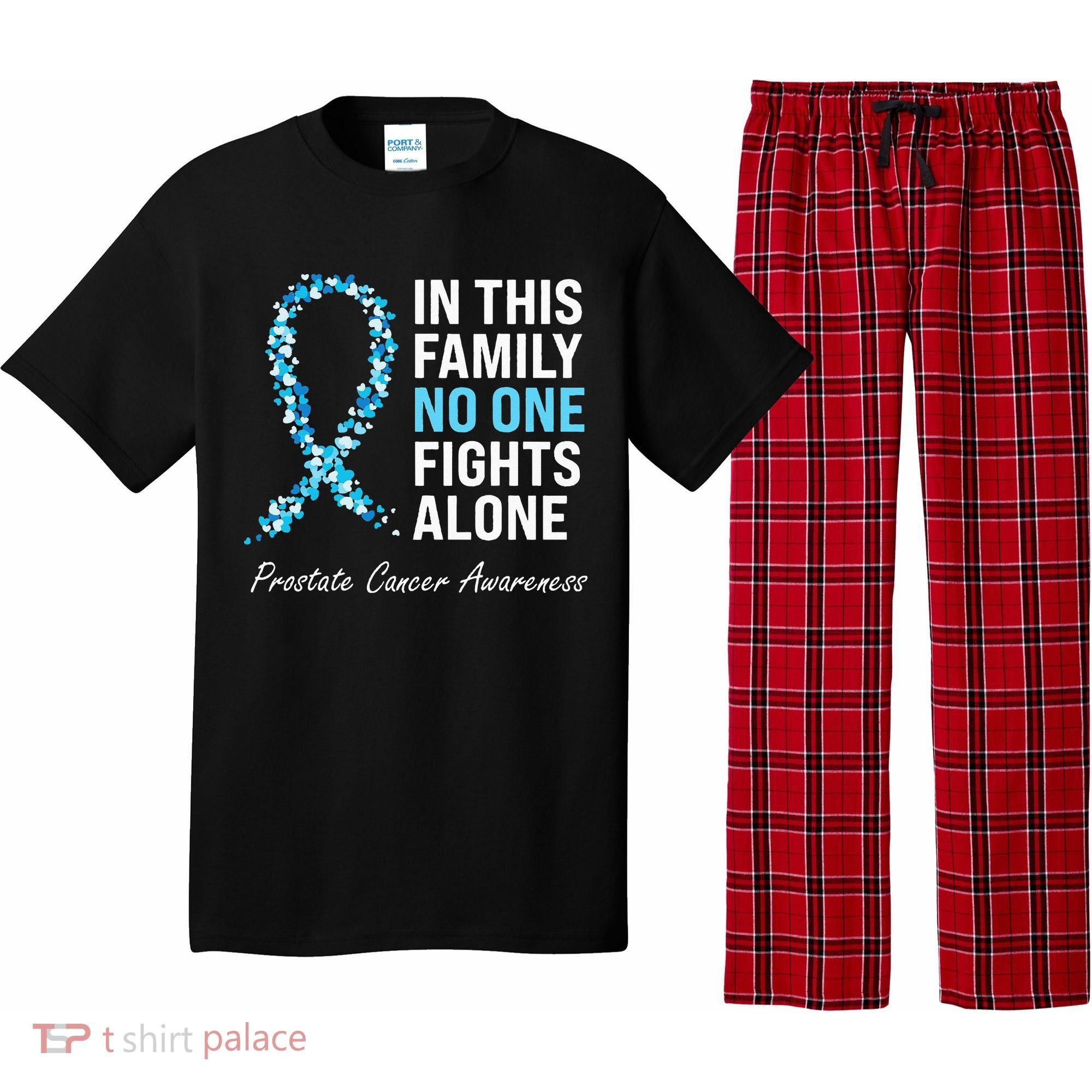 Family Prostate Cancer Awareness Light Blue Ribbon Survivor Pajama Set