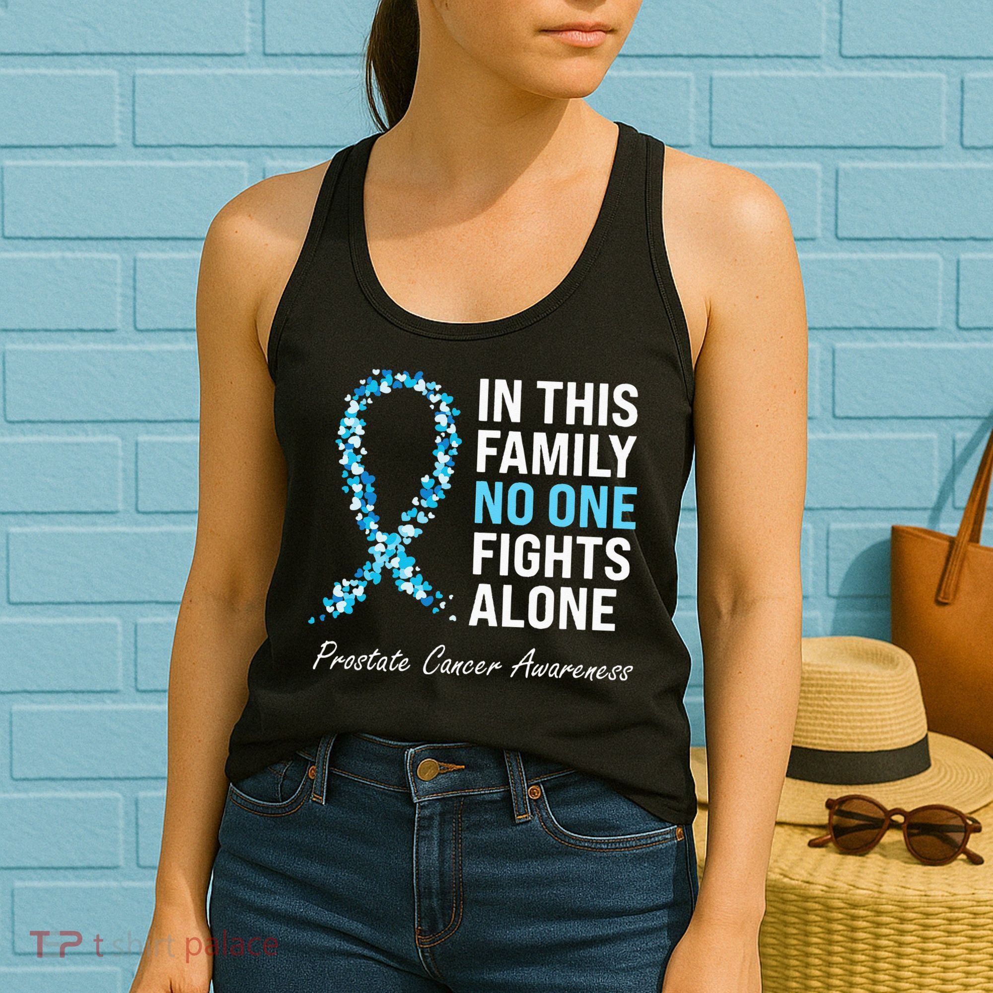 Family Prostate Cancer Awareness Light Blue Ribbon Survivor Women's Tank Top
