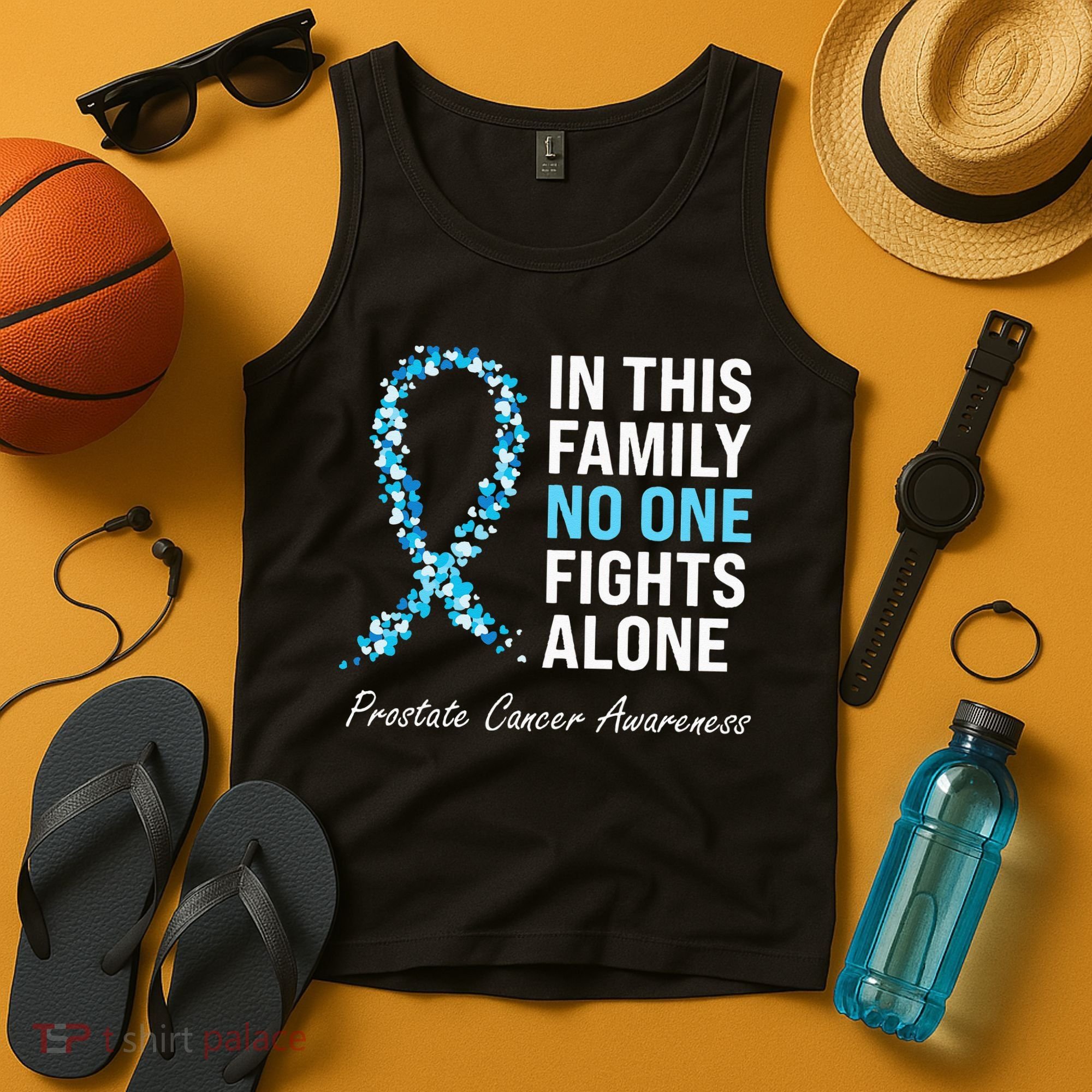 Family Prostate Cancer Awareness Light Blue Ribbon Survivor Tank Top