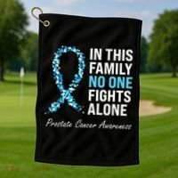 Family Prostate Cancer Awareness Light Blue Ribbon Survivor Golf Towel thumb 1