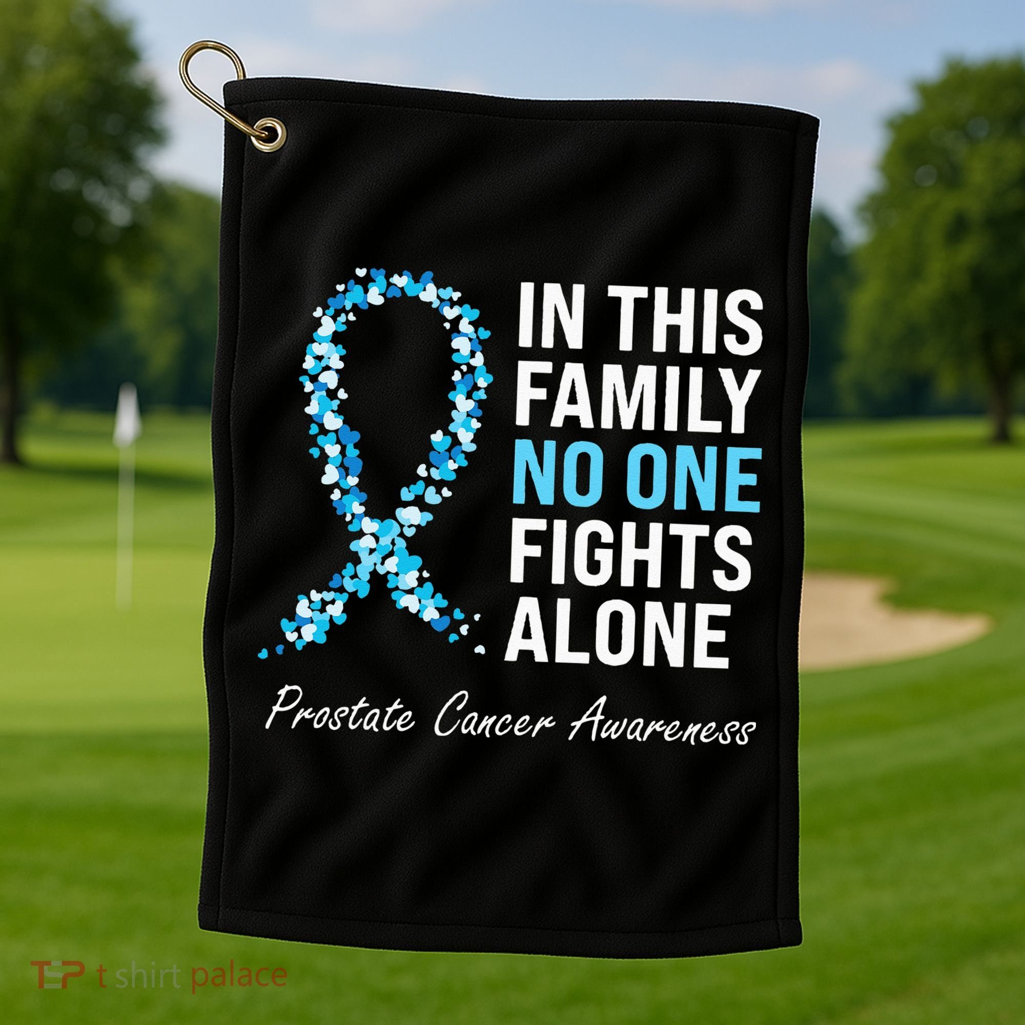 Family Prostate Cancer Awareness Light Blue Ribbon Survivor Golf Towel