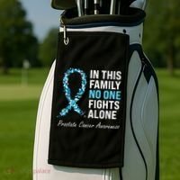 Family Prostate Cancer Awareness Light Blue Ribbon Survivor Golf Towel thumb 2