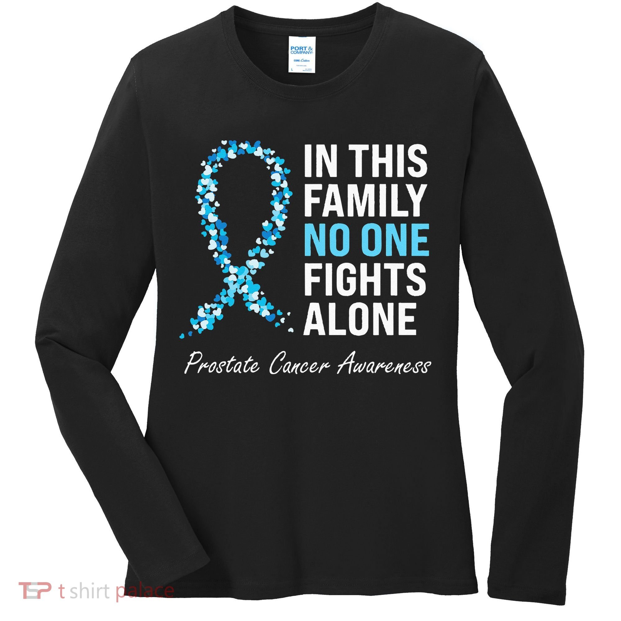 Family Prostate Cancer Awareness Light Blue Ribbon Survivor Women's Long Sleeve Shirt
