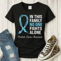Family Prostate Cancer Awareness Light Blue Ribbon Survivor Women's T-Shirt thumb 3