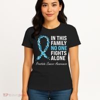 Family Prostate Cancer Awareness Light Blue Ribbon Survivor Women's T-Shirt thumb 4