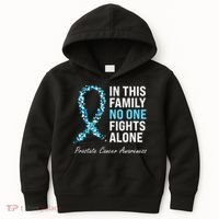 Family Prostate Cancer Awareness Light Blue Ribbon Survivor Kids Hoodie thumb 0