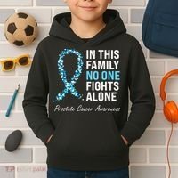 Family Prostate Cancer Awareness Light Blue Ribbon Survivor Kids Hoodie thumb 2