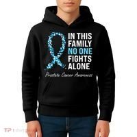 Family Prostate Cancer Awareness Light Blue Ribbon Survivor Kids Hoodie thumb 4