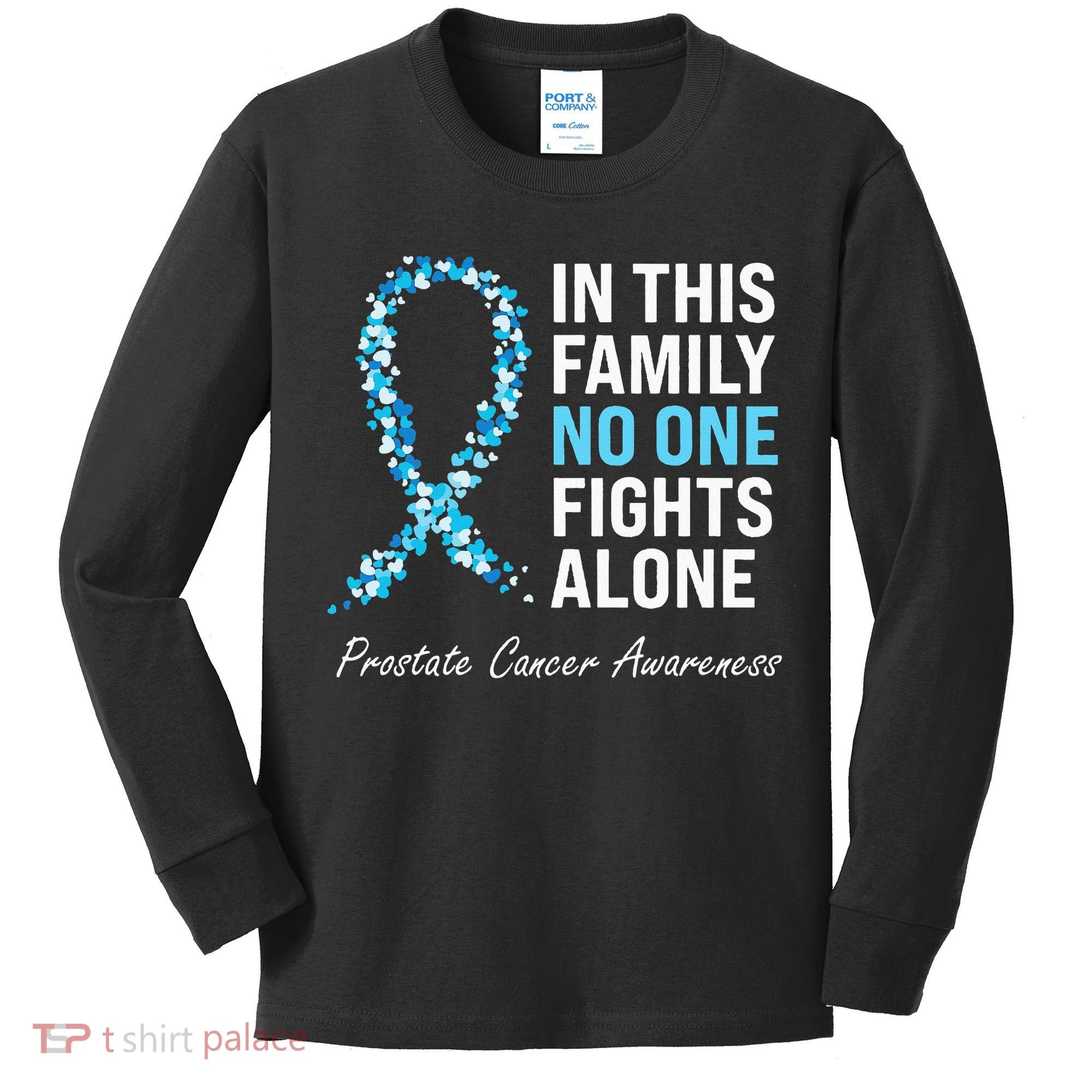 Family Prostate Cancer Awareness Light Blue Ribbon Survivor Kids Long Sleeve Shirt