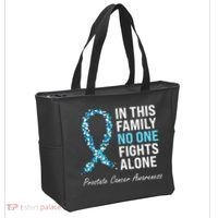 Family Prostate Cancer Awareness Light Blue Ribbon Survivor Tote Bag thumb 2