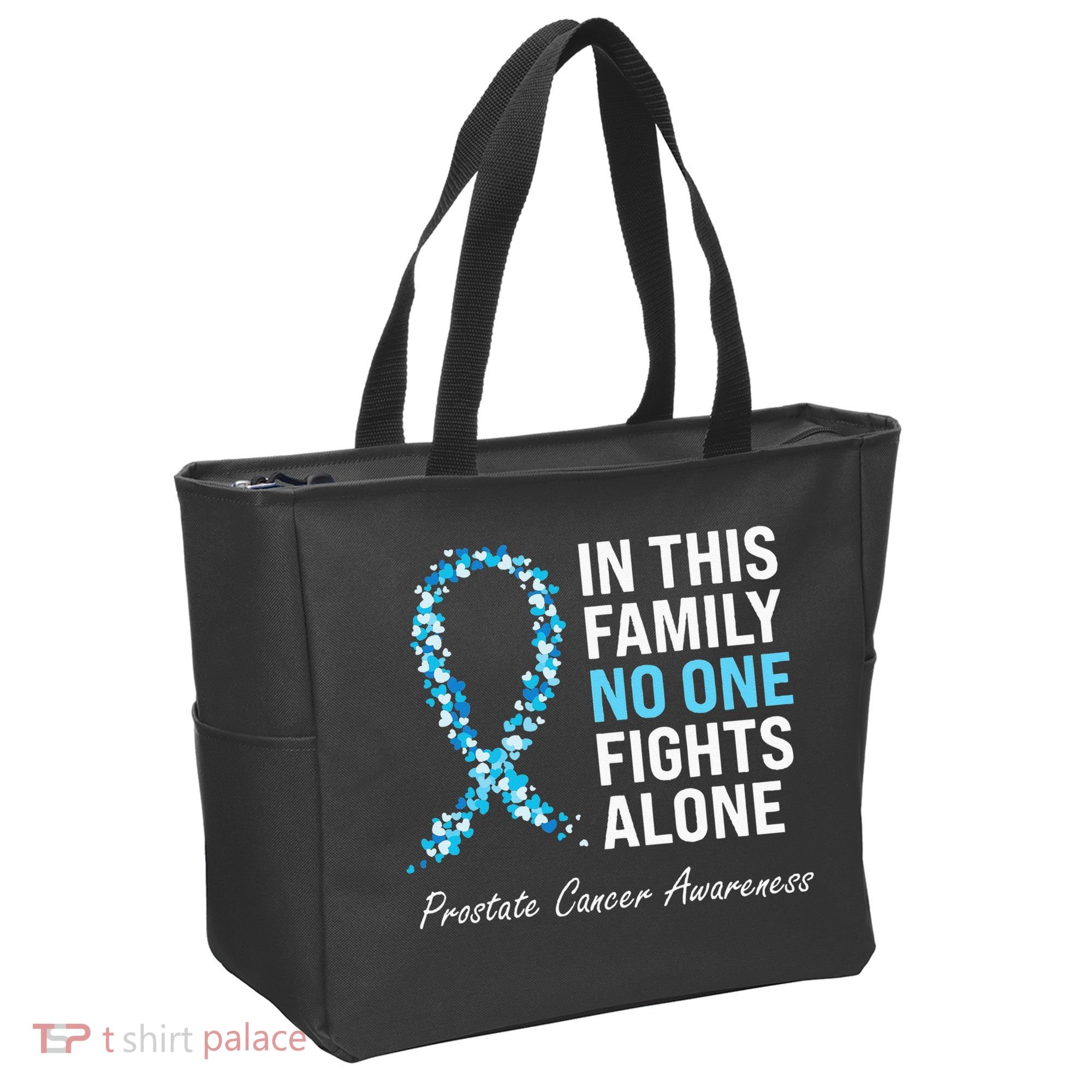 Family Prostate Cancer Awareness Light Blue Ribbon Survivor Tote Bag