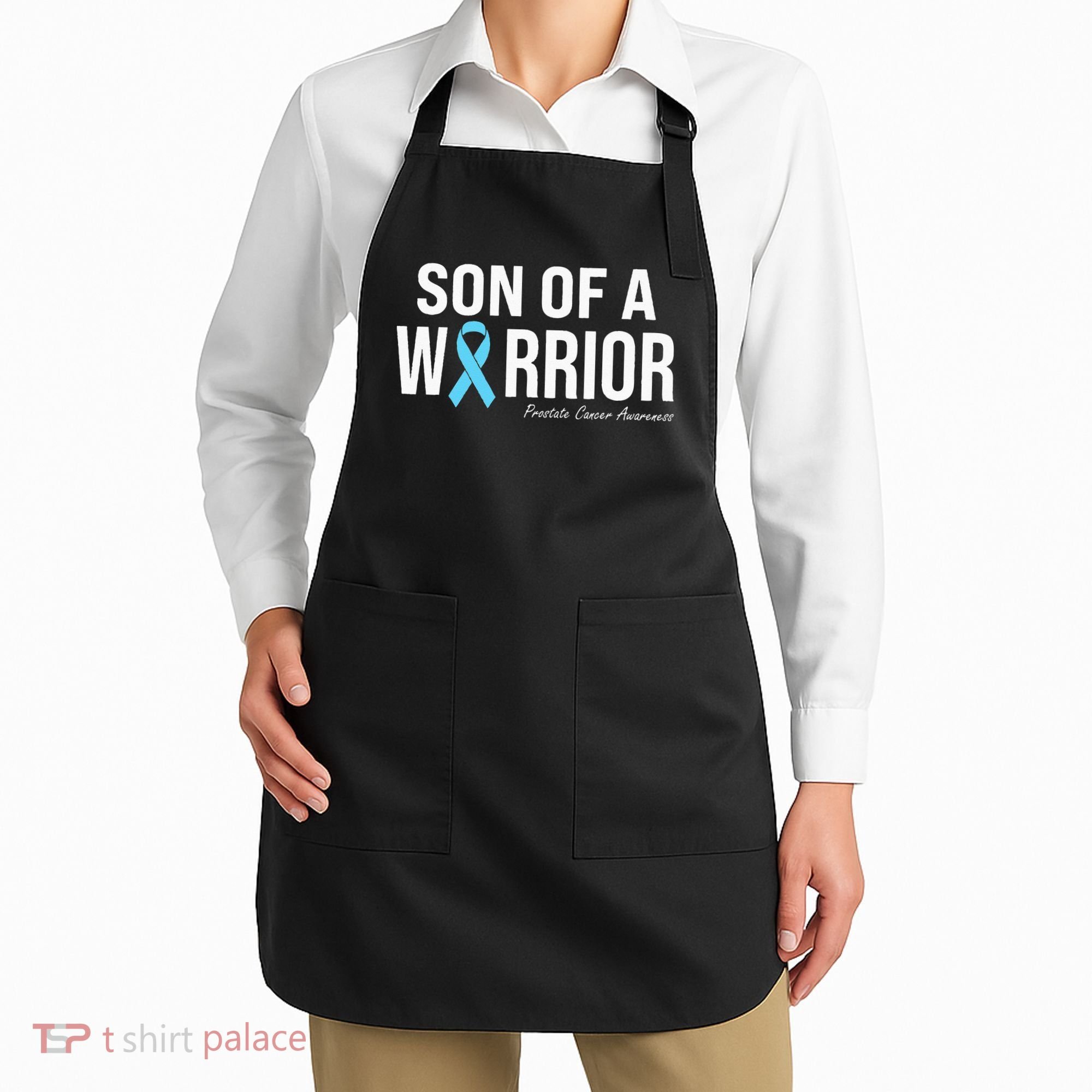 Family Prostate Cancer Awareness Light Blue Son Of A Warrior Apron