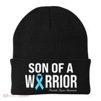 Family Prostate Cancer Awareness Light Blue Son Of A Warrior Beanie thumb 0