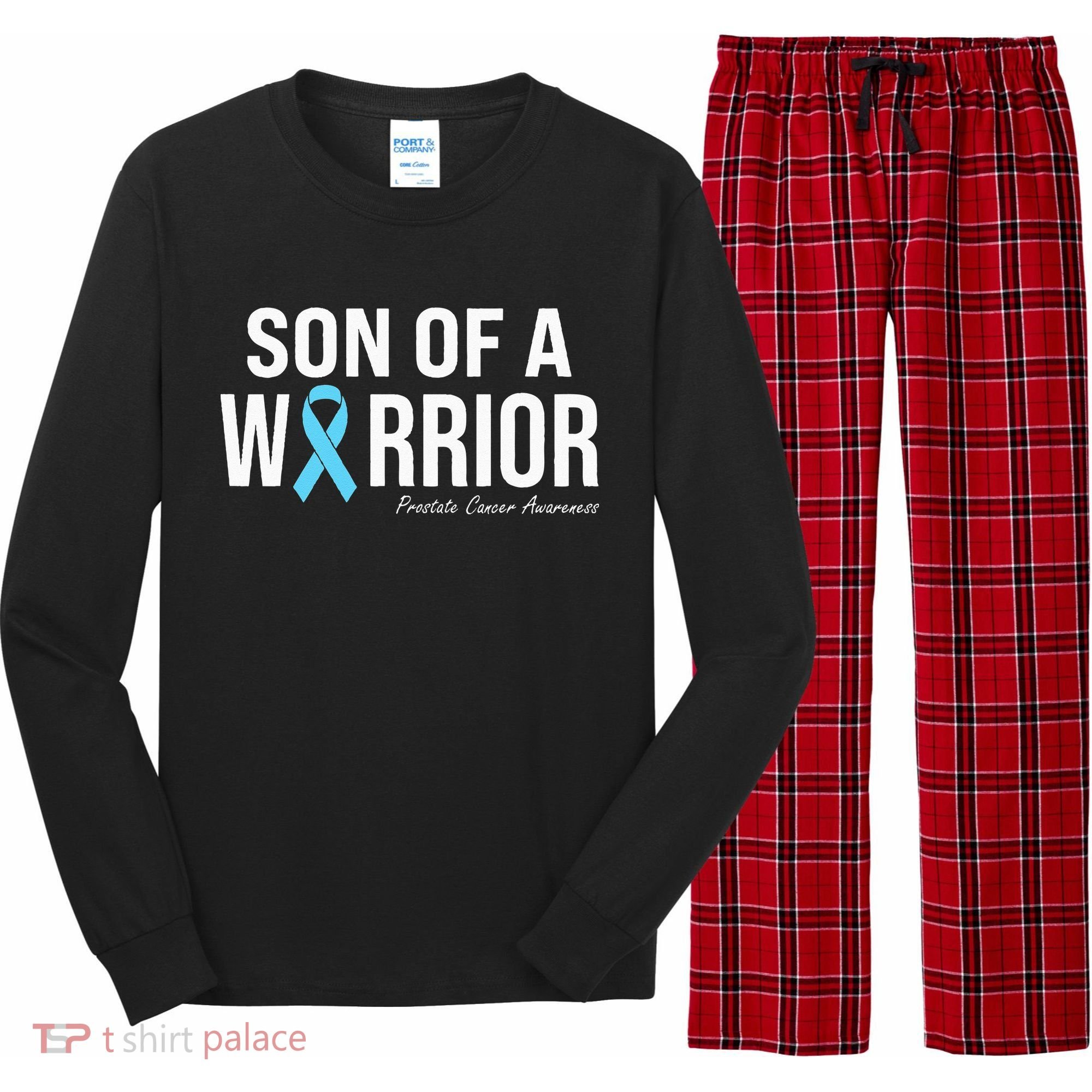 Family Prostate Cancer Awareness Light Blue Son Of A Warrior Long Sleeve Pajama Set