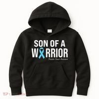 Family Prostate Cancer Awareness Light Blue Son Of A Warrior Kids Hoodie thumb 0