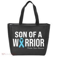 Family Prostate Cancer Awareness Light Blue Son Of A Warrior Tote Bag thumb 0