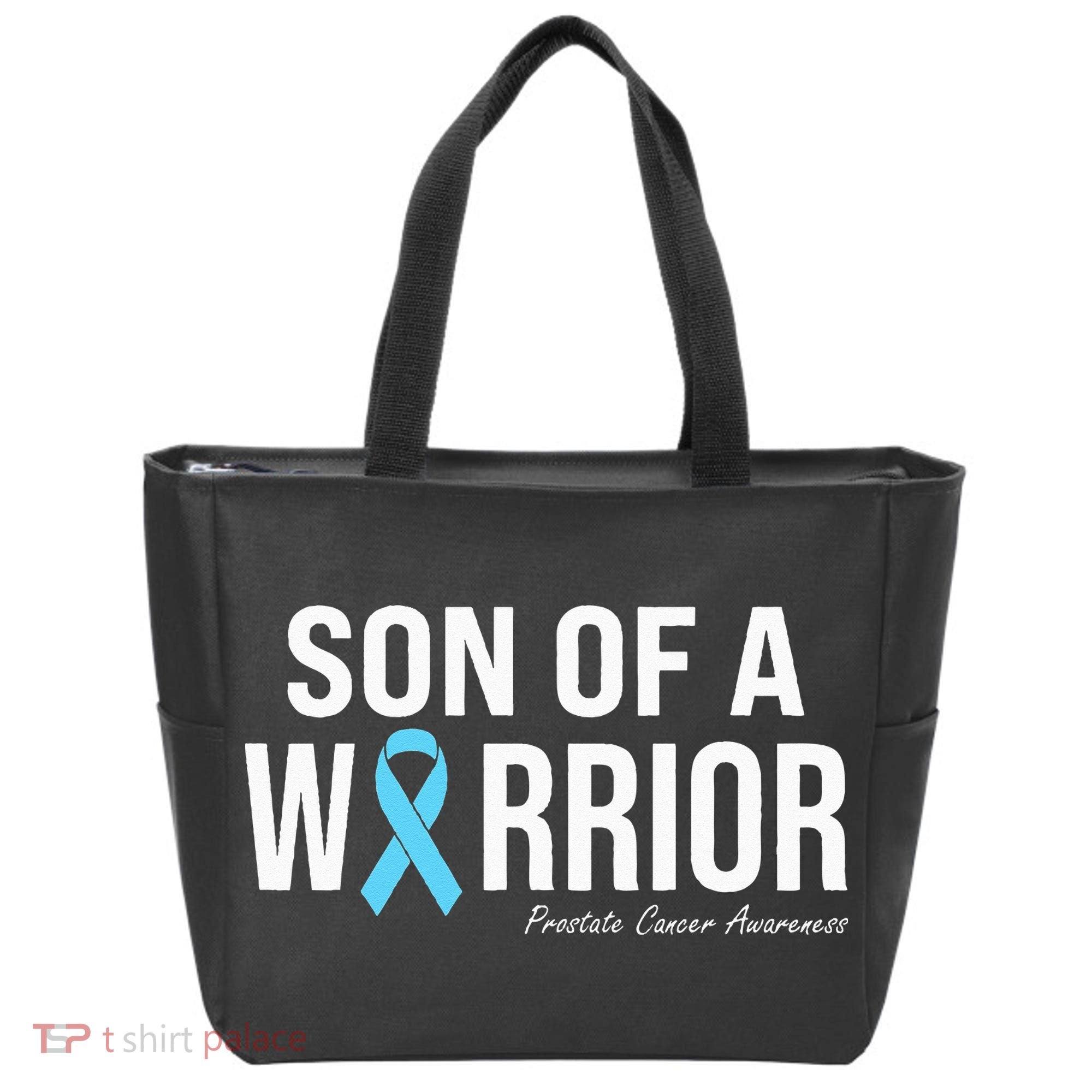 Family Prostate Cancer Awareness Light Blue Son Of A Warrior Tote Bag