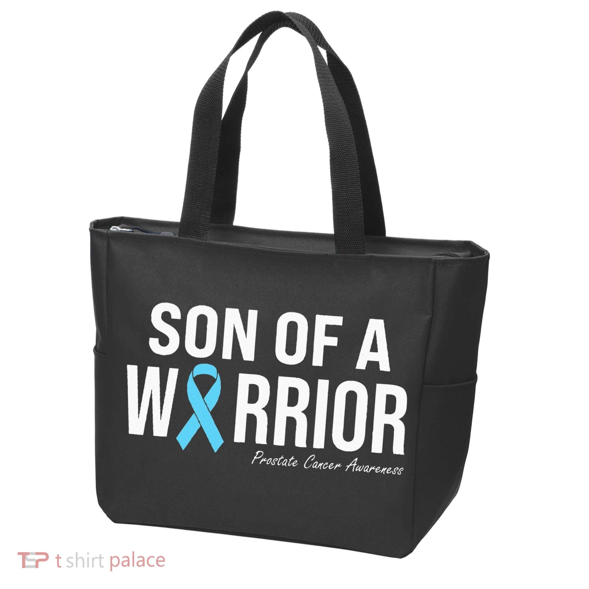 Family Prostate Cancer Awareness Light Blue Son Of A Warrior Tote Bag