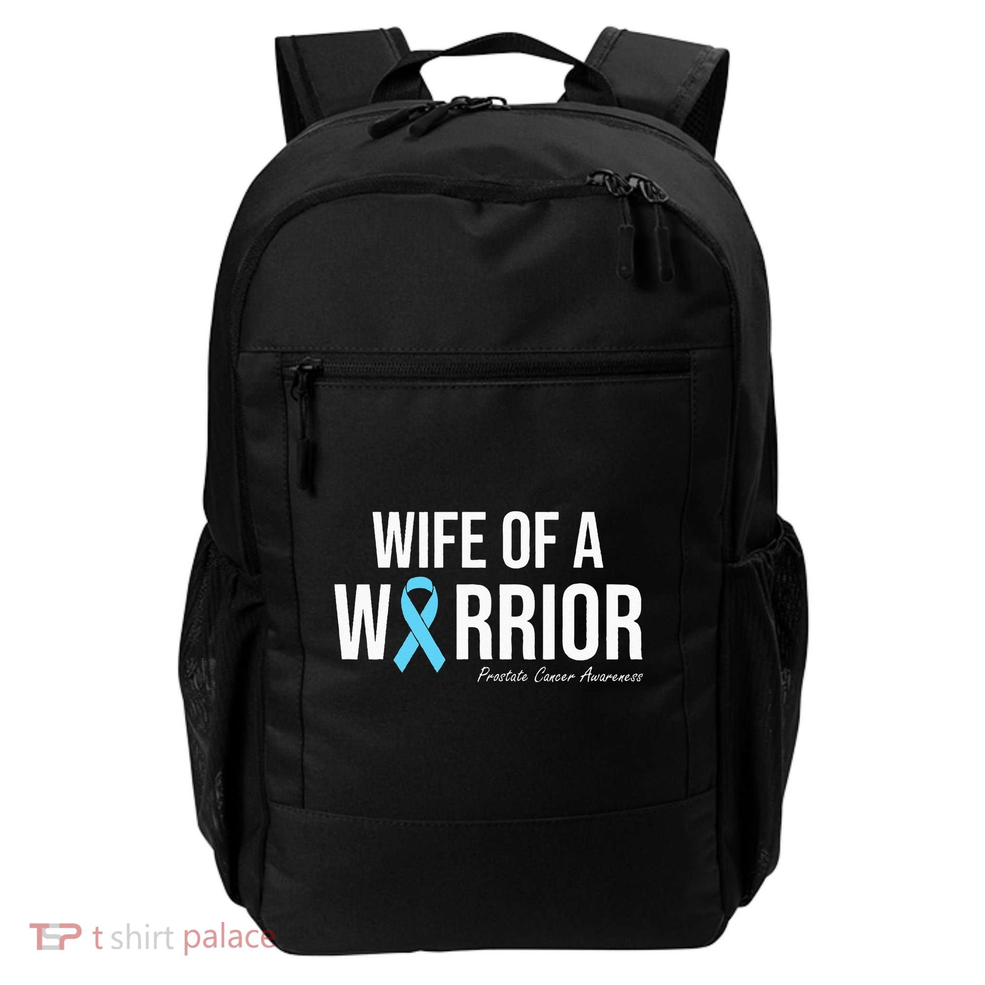 Family Prostate Cancer Awareness Light Blue Wife Warrior Backpack