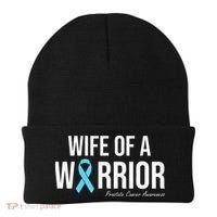 Family Prostate Cancer Awareness Light Blue Wife Warrior Beanie thumb 0
