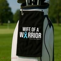 Family Prostate Cancer Awareness Light Blue Wife Warrior Golf Towel thumb 2