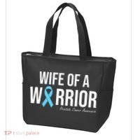 Family Prostate Cancer Awareness Light Blue Wife Warrior Tote Bag thumb 3