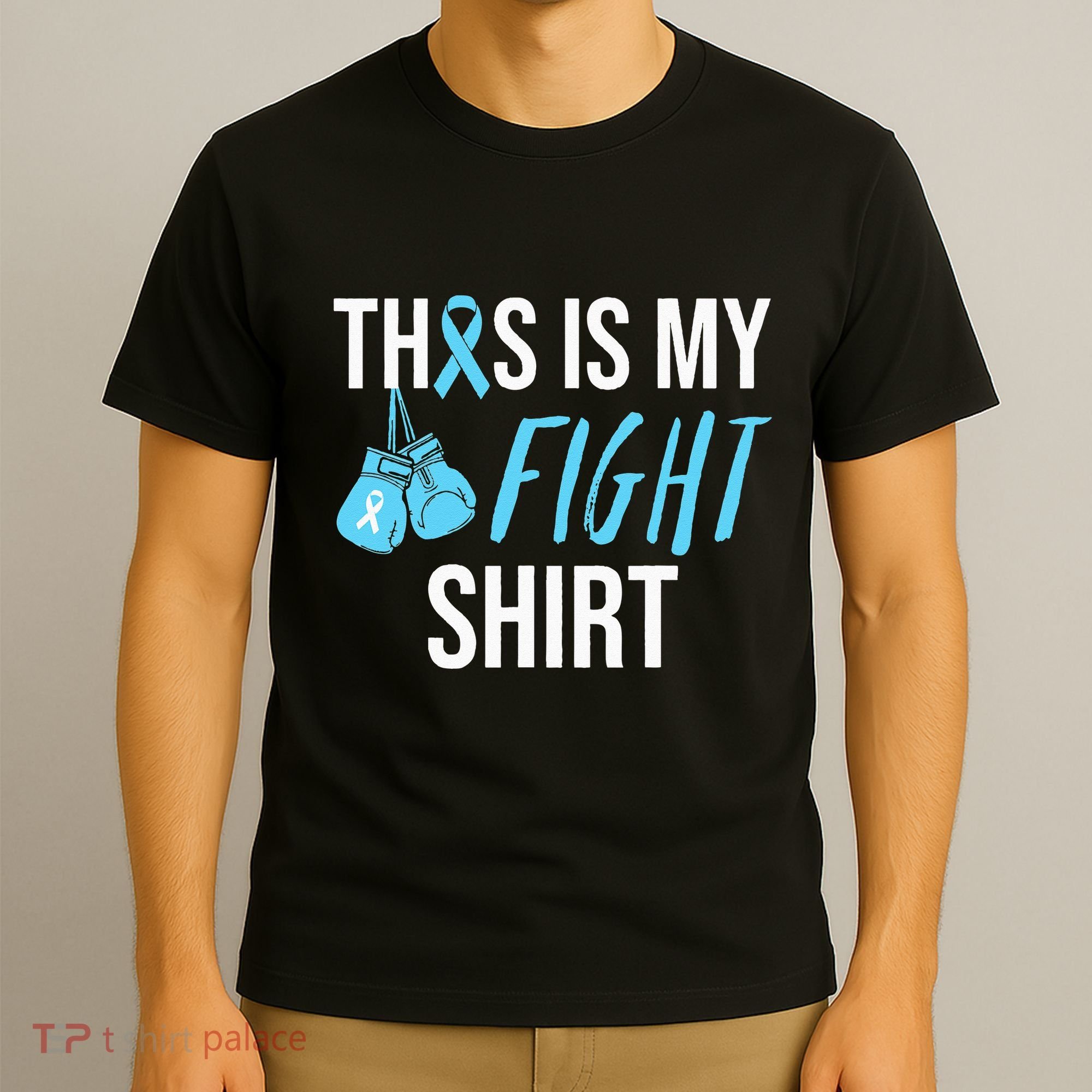 Fight Prostate Cancer Awareness Light Blue Ribbon Survivor T-Shirt