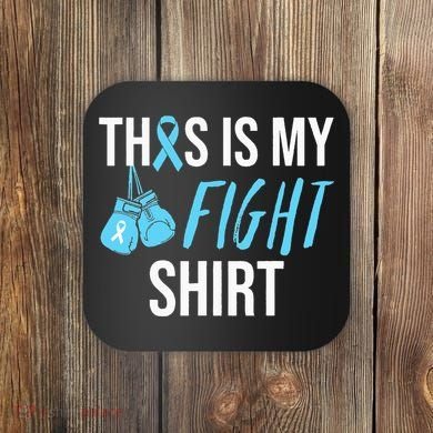 Fight Prostate Cancer Awareness Light Blue Ribbon Survivor Coaster