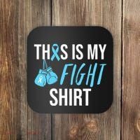 Fight Prostate Cancer Awareness Light Blue Ribbon Survivor Coaster thumb 0