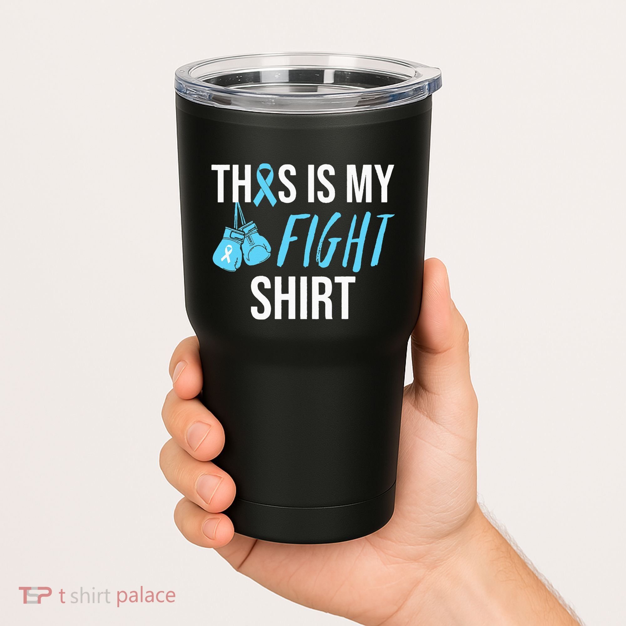 Fight Prostate Cancer Awareness Light Blue Ribbon Survivor Tumbler