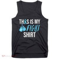 Fight Prostate Cancer Awareness Light Blue Ribbon Survivor Tank Top thumb 0