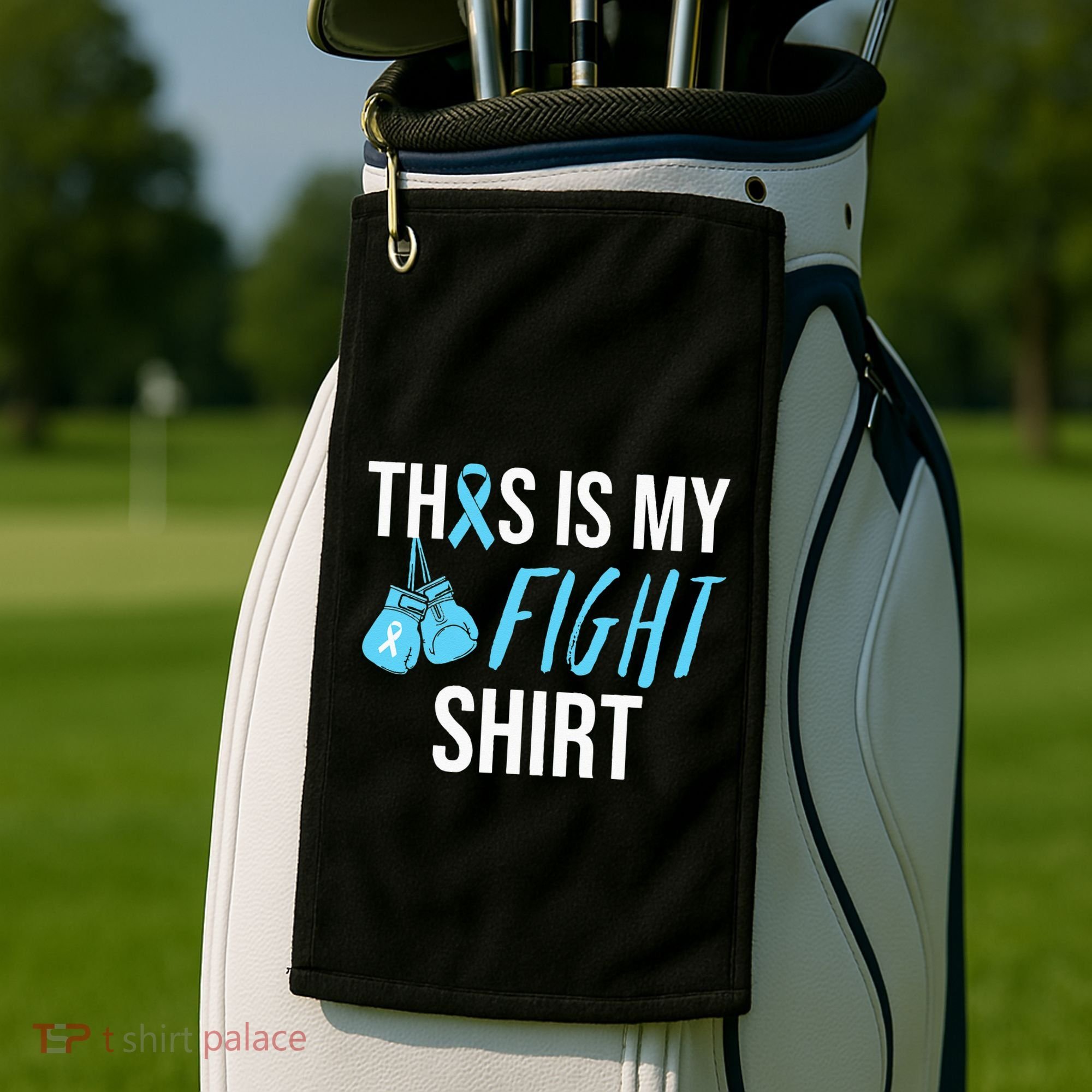 Fight Prostate Cancer Awareness Light Blue Ribbon Survivor Golf Towel