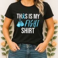 Fight Prostate Cancer Awareness Light Blue Ribbon Survivor Women's T-Shirt thumb 2