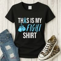 Fight Prostate Cancer Awareness Light Blue Ribbon Survivor Women's T-Shirt thumb 3