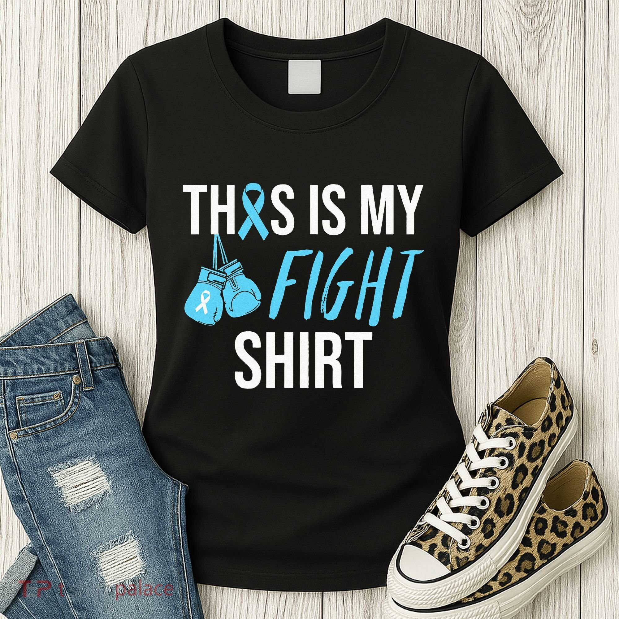 Fight Prostate Cancer Awareness Light Blue Ribbon Survivor Women's T-Shirt