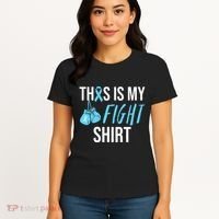 Fight Prostate Cancer Awareness Light Blue Ribbon Survivor Women's T-Shirt thumb 4