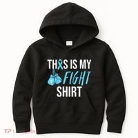Fight Prostate Cancer Awareness Light Blue Ribbon Survivor Kids Hoodie thumb 0