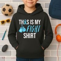 Fight Prostate Cancer Awareness Light Blue Ribbon Survivor Kids Hoodie thumb 2