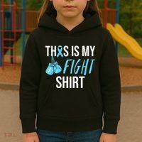 Fight Prostate Cancer Awareness Light Blue Ribbon Survivor Kids Hoodie thumb 3