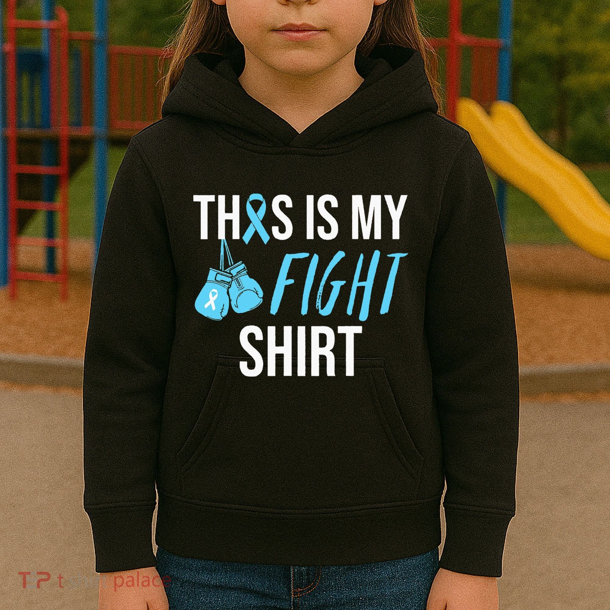Fight Prostate Cancer Awareness Light Blue Ribbon Survivor Kids Hoodie