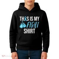 Fight Prostate Cancer Awareness Light Blue Ribbon Survivor Kids Hoodie thumb 4