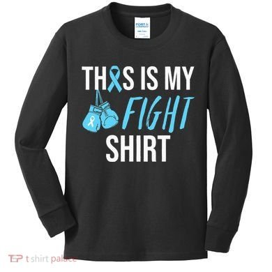 Fight Prostate Cancer Awareness Light Blue Ribbon Survivor Kids Long Sleeve Shirt