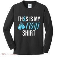 Fight Prostate Cancer Awareness Light Blue Ribbon Survivor Kids Long Sleeve Shirt thumb 0