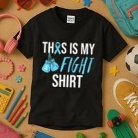 Fight Prostate Cancer Awareness Light Blue Ribbon Survivor Kids T-Shirt thumb 3
