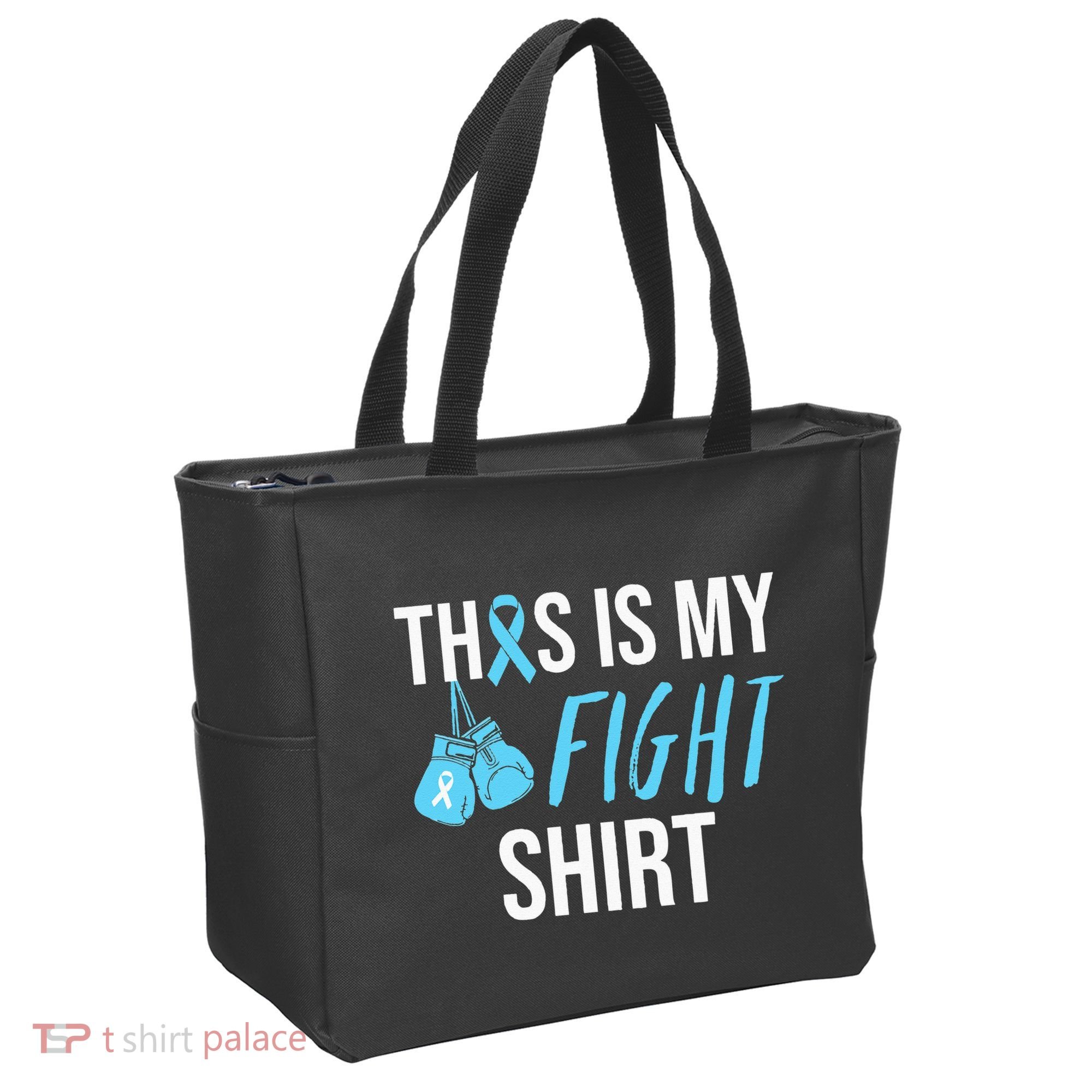 Fight Prostate Cancer Awareness Light Blue Ribbon Survivor Tote Bag