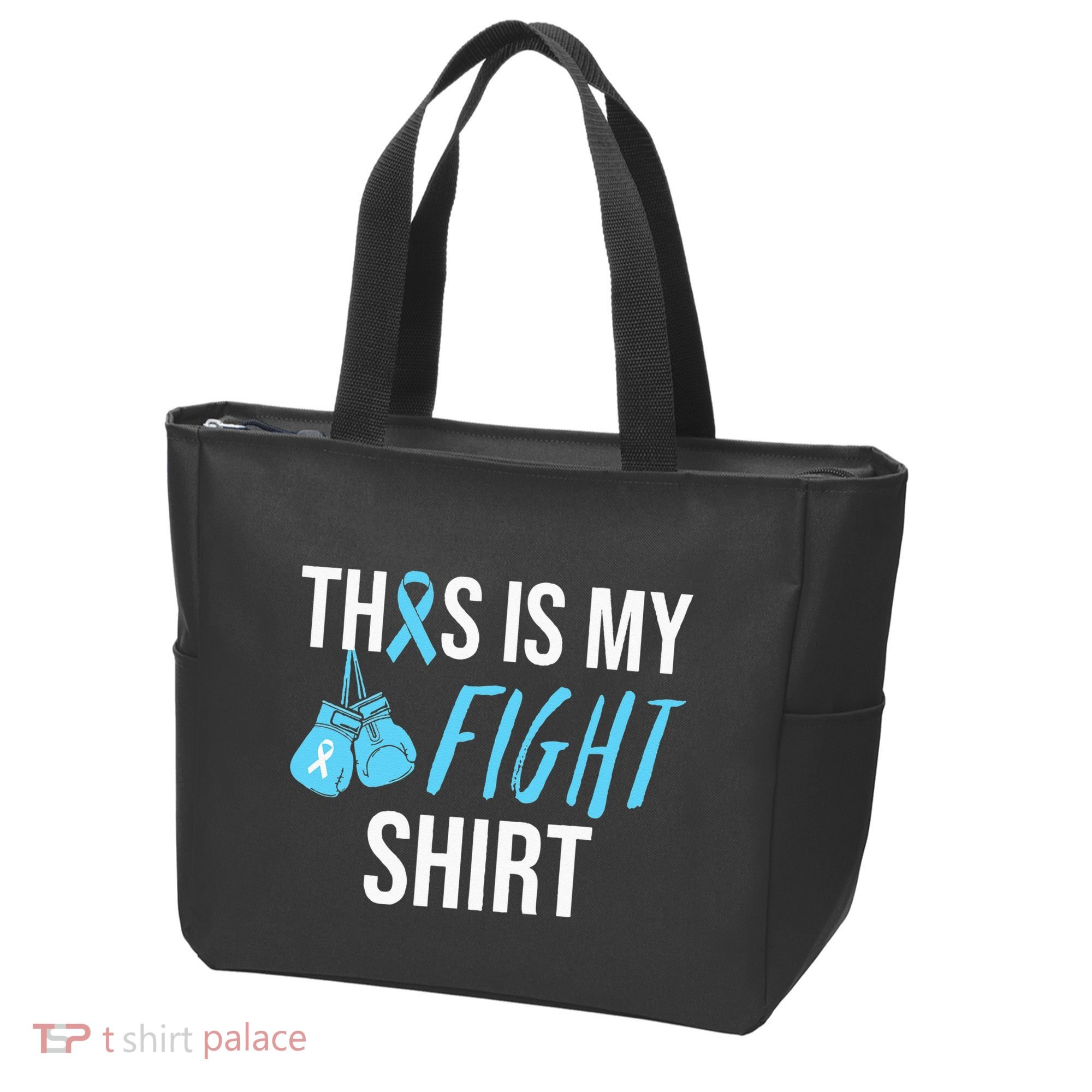 Fight Prostate Cancer Awareness Light Blue Ribbon Survivor Tote Bag