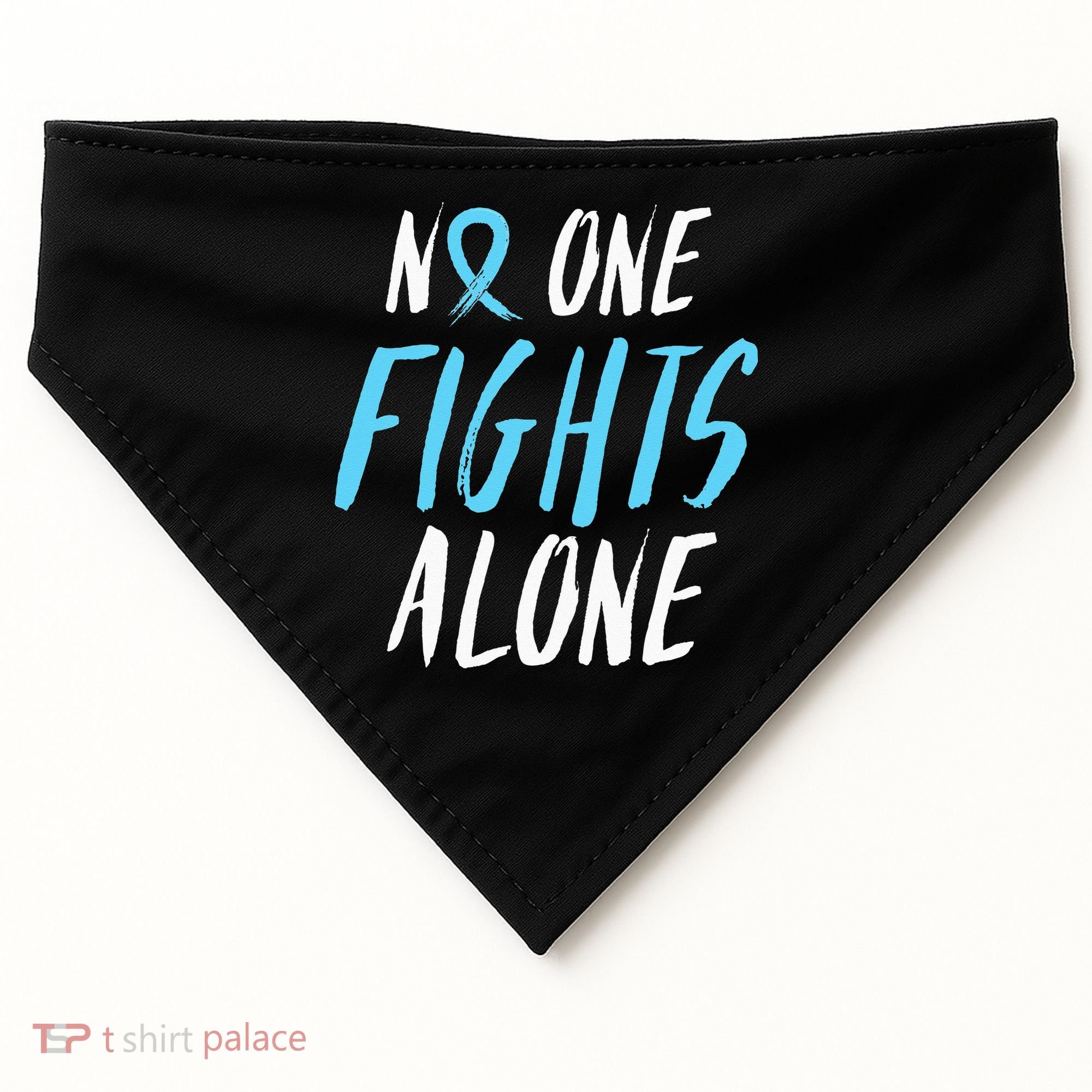 Fight Prostate Cancer Awareness Light Blue Ribbon Survivor USA-Made Doggie Bandana